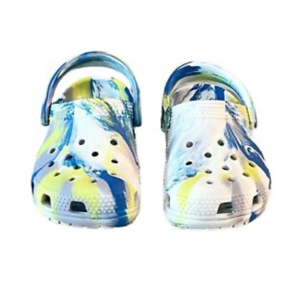 Crocs Classic Girls Blue White Clogs Size 6 Toddler